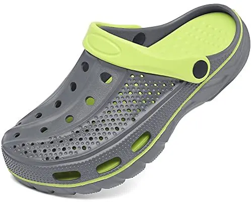 Produktbild: Unisex Clogs Pantoletten Sommer Hausschuhe Strand Sandalen Gartenschuhe mit Fußbett aus Weichem, Grau, 40/41 EU (270)