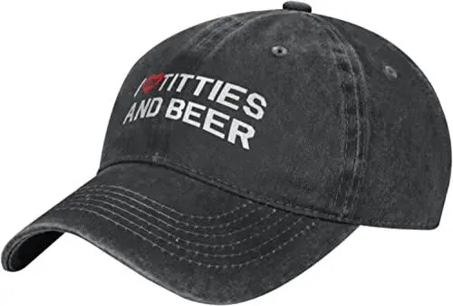 Produktbild: Unisex Cowboy Baseball Cap I Heart Titties Beer Love Verstellbare Trucker Cap Baseball Cap