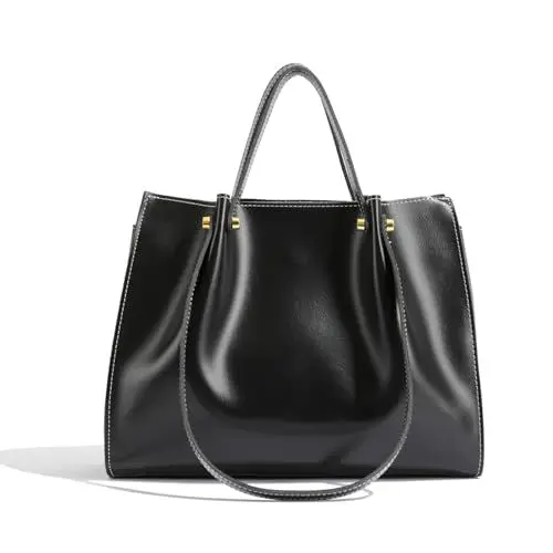 Produktbild: unisoul Handtasche Damen Groß Elegant Einfache Umhängetasche PU Leder Tote Shopper Bag Frauen Gross Schultertasche Multi-tasche Beuteltote Hobo Tragetasche für Arbeit Schule Büro Lässig,Schwarz