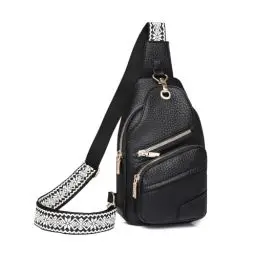 Produktbild: unisoul Sling Bag Damen Kleine Umhängetasche, Damen-Schultertaschen PU Leder Brusttasche Mode Crossbody-Tasche mit Breiter Gurt Handy Umhängen Diebstahlsichere Chest Bag für Outdoorsport(Schwarz)