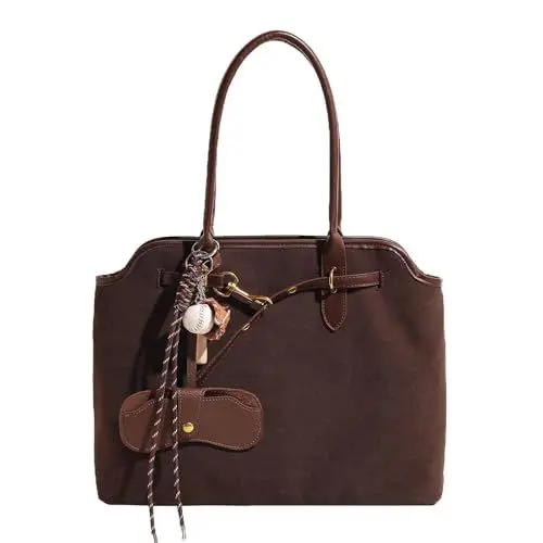 Produktbild: unisoul Wildleder Handtasche Damen - Tote Bag Groß Shopper Tasche Shoulder Bag, Damen-Shopper für College Schule Arbeit Reisen Shopping