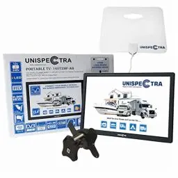Produktbild: Unispectra® 16” TV Fernseher 12V / 230V HD LED DVB-T/T2 (Frei Empfangbar) Screenmirroring-Technologie USB PVR & Mediaplayer, HDMI. Ideal für Heim, Wohnmobil, Boot, Wohnwagen, Camping, LKW