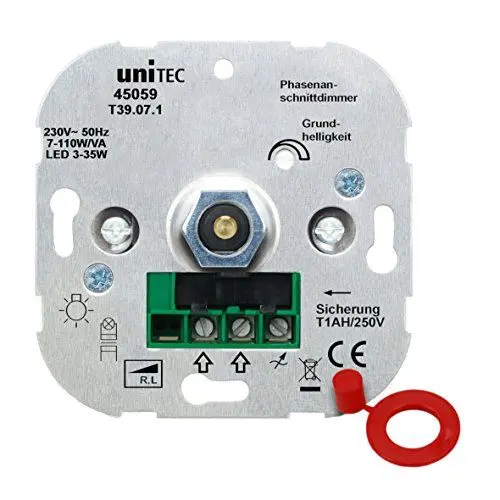 Produktbild: UNITEC 45059 Phasenanschnittdimmer für LED-Beleuchtung für die Schaltserien von UNITEC, Busch-Jäger sowie Jung und Gira, Weiß, 5.50 x 7.50 x 7.50 cm