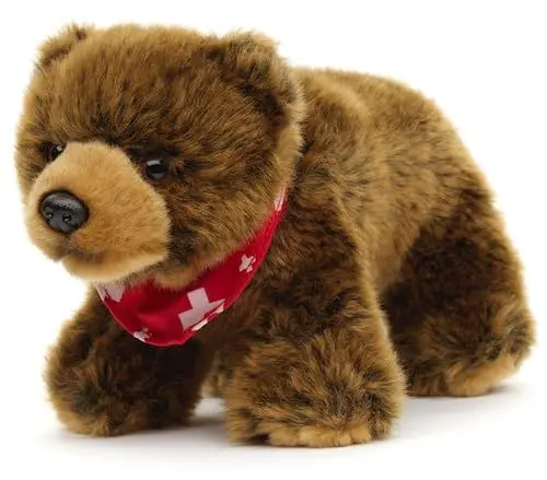 Produktbild: Uni-Toys - Braunbär mit Halstuch, stehend (klein) - 20 cm (Länge) - Plüsch-Bär - Plüschtier, Kuscheltier