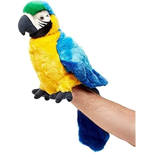 Produktbild: Uni-Toys - Handpuppe Papagei mit drehbarem Kopf - 26 cm (Höhe) - Plüsch-Puppe, Vogel - Plüschtier, Kuscheltier