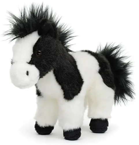 Produktbild: Uni-Toys - Pferd schwarz-weiß, stehend - 19 cm (Höhe) - Plüsch-Pferd - Plüschtier, Kuscheltier