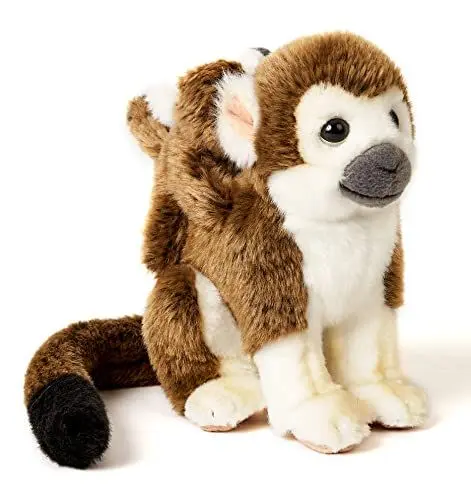 Produktbild: Uni-Toys - Totenkopfaffe mit Baby, sitzend - 19 cm (Höhe) - Plüsch-AFFE, Äffchen - Plüschtier, Kuscheltier