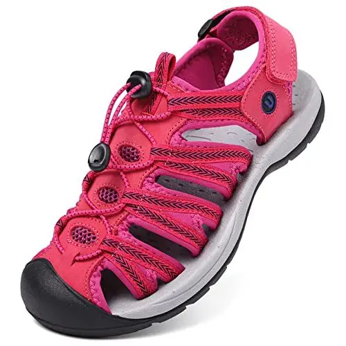 Produktbild: Unitysow Sportsandalen Damen Trekking Sandalen Outdoorsandalen Geschlossene Sandalen Orthopädische Wandersandalen Sommer Bequem Strand Sandalen,Rosa Rot,Gr.40