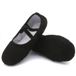 Produktbild: Uniuni Ballettschuhe Mädchen Ballettschläppchen Kinder Ballett Schläppchen Leinen Tanzschuhe Geteilte Ledersohle Schwarz 34