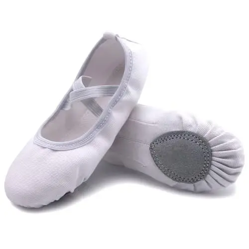 Produktbild: Uniuni Ballettschuhe Mädchen Ballettschläppchen Kinder Ballett Schläppchen Leinen Tanzschuhe Geteilte Ledersohle Weiß 29