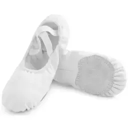 Produktbild: Uniuni Elastische Ballettschuhe Mädchen Ballettschläppchen Geteilte Ledersohle Schläppchen Kinder Leichte Gymnastikschuhe Ballett Tanzschuhe Ballerina Tanzschläppchen Weich Faltbar Weiß 28