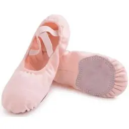 Produktbild: Uniuni Elastische Ballettschuhe Mädchen Ballettschläppchen Kinder rutschfeste Ballett Schläppchen Leinen Tanzschuhe Ballerina Tanzschläppchen Weich Gymnastikschuhe Geteilte Ledersohle Rosa 34