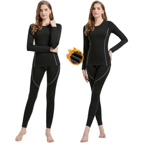 Produktbild: Uniuni Skiunterwäsche Damen Warm Thermounterwäsche Set Winter Ski Unterwäsche Frauen Thermo Motorrad Funktionsunterwäsche Langarm Thermowäsche Gefüttert Funktionswäsche Outdoor Skiwäsche Grau 38