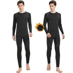 Produktbild: Uniuni Thermounterwäsche Herren Winter Skiunterwäsche Warm Thermo Unterwäsche Männer Motorrad Funktionsunterwäsche Gefüttert Ski Unterhose Lange Thermowäsche Set Weiche Sport Funktionswäsche Grau XL