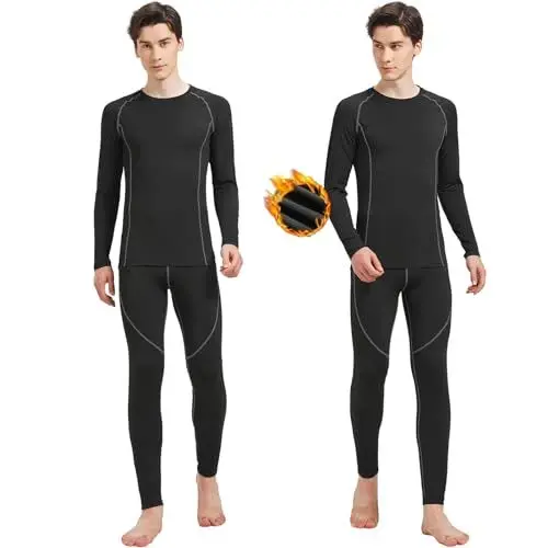 Produktbild: Uniuni Thermounterwäsche Herren Winter Skiunterwäsche Warm Thermo Unterwäsche Männer Motorrad Funktionsunterwäsche Gefüttert Ski Unterhose Lange Thermowäsche Set Weiche Sport Funktionswäsche Grau XL