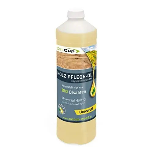 Produktbild: UNIVERSAL BIO Holzöl farblos (1L) - Vielseitiges Holzpflegeöl für Innen & Aussen - Geruchloses Möbelöl in Lebensmittelqualität - 100% natürliches Holz Öl aus Deutschland (V1)
