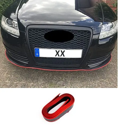 Produktbild: Universal Front Spoiler Lippe Seiten Schweller Stoßstange Carbon Look Roter Streifen