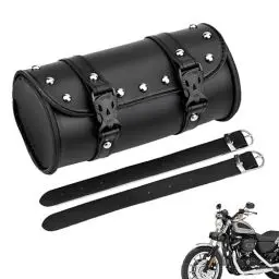 Produktbild: Universal Motorrad Satteltasche, Wasserdichte Satteltaschen Motorrad, mit 2 Befestigungsgurten, Runde Sattel Taschen, Motorrad Satteltaschen für Meisten Motorräder und Geländefahrzeuge (Schwarz)