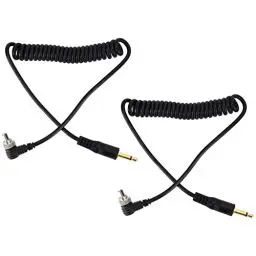 Produktbild: Akozon 2 Stück Blitz PC Sync Kabel Blitzkabel Universal Synchronkabel Verbindungskabel 3,5mm auf Stecker Flash PC Sync Kabel Aufgerolltes Kabel mit Schraubverschluss für Digitalkameras