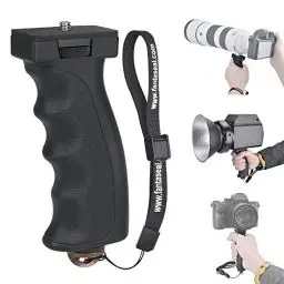 Produktbild: Universaler Ergonomischer Spiegelreflexkamera DSLR Kamera Camcorder Handgriff Videokamera Stabilisator Tragbarer Handheld Selfie Stick Teleobjektiv Videoleuchte Griff für Fotograf YouTube Tiktok Vlog