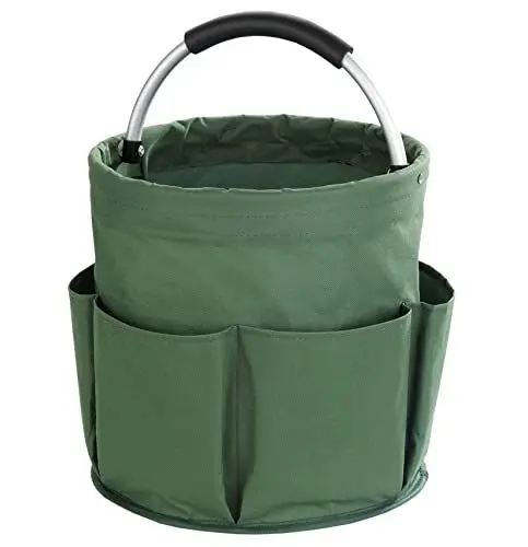 Produktbild: Maximex Universal Reinigungs-Caddy Grün, 16l Hauptfach mit 6 Taschen für Utensilien & gepolstertem Griff, Wasserabweisend, Faltbar, Für zuhause & unterwegs, Bis 10kg belastbar, Polyester, Ø28x26,5cm
