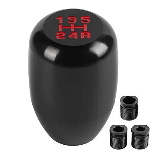 Produktbild: Universal-Schaltknaufkopf, 5-Gang-Metall-Schaltknauf, Auto-Schalthebel, Auto-Schaltknauf, Kopf, Schalthebel, Mehrfarbig, Optionaler Ersatz von Fahrzeugteilen mit 3 Adaptern 8/10/12 Mm(Schwarz)