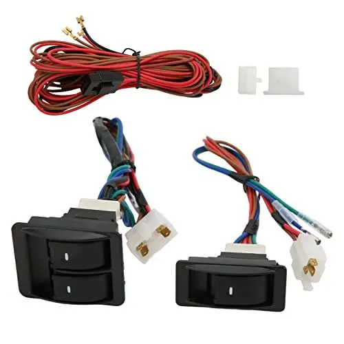 Produktbild: Elektrischer Fensterheberschalter für Autos, 5 Stück Universal-Auto-Power-Fensterheberschalter-Regler-Kits mit Kabelbaum für 2 Türen