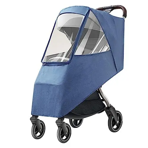 Produktbild: Universeller Kinderwagen-Regenschutz, Wasserdicht, Winddicht, mit Belüftungslöchern, Multifunktional, Hält Trocken, für die Meisten Arten von Kinderwagen (Leinenblau)