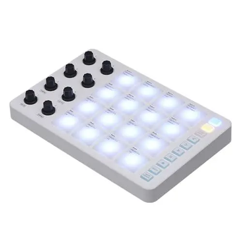Produktbild: Universeller MIDI-Controller, USB-MIDI-Keyboard-Controller mit 16 RGB-hintergrundbeleuchteten Pads, 8 Zuweisbaren Reglern, für Studio und Musikproduktion