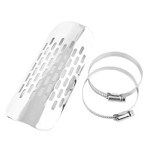 Produktbild: Universeller Motorrad-Hitzeschild-Schalldämpfer aus Edelstahl mit Strahlendem Lochdesign Zum Schutz der Abgasanlage (Silver)
