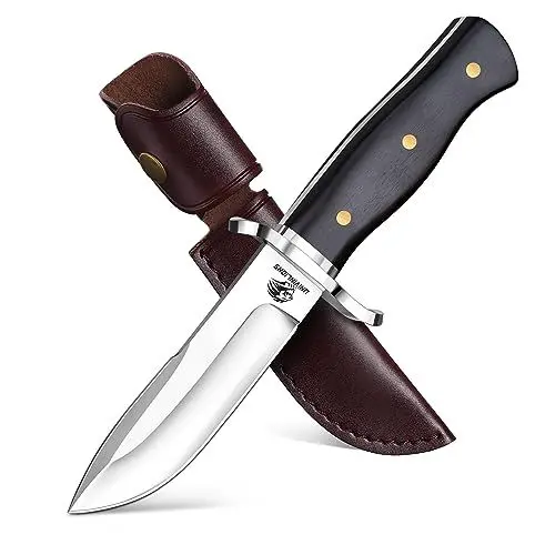 Produktbild: univinlions Outdoor Messer mit fester Klinge - Jagdmesser, Survival Messer, PU Scheide - für Jäger, Abenteurer, Wanderer & Outdoor Fans