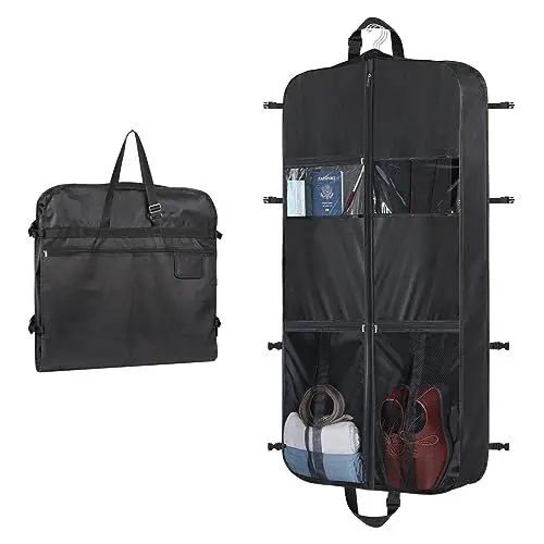 Produktbild: Univivi Kleidersack Anzug Herren, Anzugtasche mit Verstellbaren Griffen, Kleidersäcke mit Reißverschluss Taschen, Wasserdicht Kleidersack Tasche Kleiderhülle Anzugtasche Schwarz(Aktualisierte Fassung)
