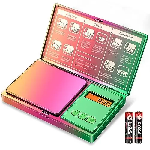 Produktbild: UNIWEIGH Digitale Taschenwaage 300g/0.01g(0.001 oz), Regenbogen-Miniwaage für Lebensmittel Unzen und Gramm, schillernde Beschichtung Kleine Schmuck-Grammwaage für Medizin, Kräuter, Münzen