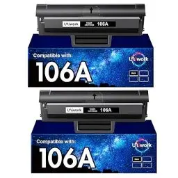 Produktbild: Uniwork 106A W1106A 135wg Toner für HP 106A W1106A Toner Schwarz Tonerkartuschen, für HP Laser MFP 137fwg Toner, HP Laser MFP 135wg 107w 135w 137fnw 135a 107a 107r 135r Drucker (2 Schwarz, Mit Chip)