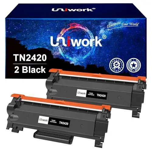 Produktbild: Uniwork TN2420 TN-2420 L2710DW Toner für Brother TN2420 TN-2420 TN2410 TN-2410 Toner, für Brother MFC-L2710DW HL-L2350DW DCP-L2530DW MFC-L2710DN MFC-L2730DW MFC-L2750DW HL-L2370DN DCP-L2510D, 2Schwarz