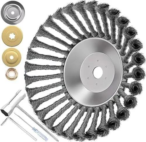 Produktbild: Unkrautbürste Freischneider, Profi Wildkrautbürste für Motorsense, Fugenbürste Rasentrimmer Zubehör, 25,4mm Unkrauttrimmer Drahtbürste Schleifbürste zur Effektiven Unkrautentfernung und Moosentfernung