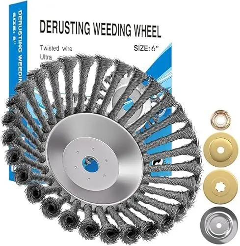 Produktbild: Unkrautbürste für Freischneider, Wildkrautbürste für Motorsense, Drahtbürste Freischneider, Rundbürste Fugenbürste für Freischneider, mit 25,4mm Bohrung, Unkrautbürste Rasentrimmer Zubehör