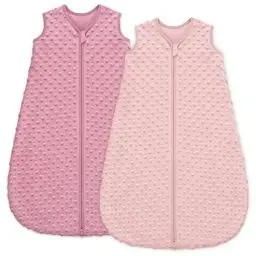 Produktbild: Unnivoll 2er Pack Baby Schlafsack Winter 1.5 Tog Baby Winterschlafsack 12-18 Monate Babyschlafsack Herbst 84 cm für Jungen Mädchen Kinder Rosa