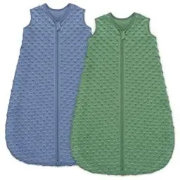 Produktbild: Unnivoll 2er Pack Baby Schlafsack Winter 1.5 Tog Baby Winterschlafsack 6-12 Monate Babyschlafsack Herbst 78 cm für Jungen Mädchen Neugeborene Blau&Grün