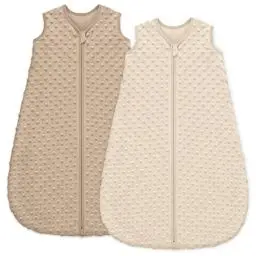 Produktbild: Unnivoll 2er Pack Baby Schlafsack Winter 1.5 Tog Baby Winterschlafsack 0-6 Monate Babyschlafsack Herbst 67 cm für Jungen Mädchen Neugeborene Kaffee