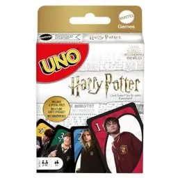 Produktbild: UNO Harry Potter - Kartenspiel mit beliebten Figuren aus der magischen Welt von Hogwarts - mit besonderer Regelkarte und Sprechenden Hut - Geschenk für Harry-Potter-Fans ab 7 Jahren, FNC42