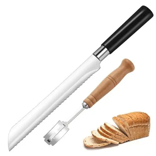Produktbild: Unokit Brotmesser Wellenschliff Profi 20 cm, aus rostfreiem Edelstahl und Ergonomischer Griff, Extra scharfes Wellenschliff Messer für die Perfekte Küchenerfahrung