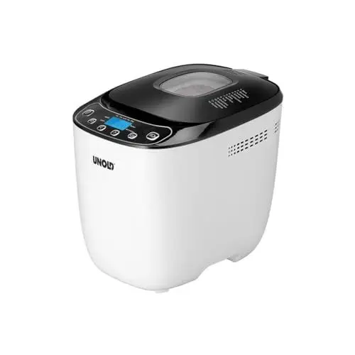 Produktbild: Unold 68010 Backmeister Design - Brotbackautomat, bis 1.000g Brotgewicht, Schwarz-Weiß, 550 Watt, BPA-frei, Cool-Touch-Gehäuse, 12 gespeicherte Programme, LCD-Display