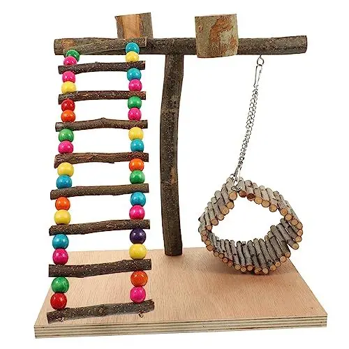 Produktbild: Unomor 1 Satz Papageienständer Papageienleiterspielzeug Vogelstandplattform Papageien-hängespielzeug Aras Spielzeug Vogelständer Tischplatte Tischständer Für Papageien Vogelleiter Hölzern
