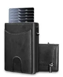 Produktbild: UNOSEKS Geldbörse Herren - Geldbeutel Herren Kartenetui mit RFID Schutz, Slim Wallet mit Münzfach, Portmonee Herren mit ID & Card Cases for Men,Kreditkartenetui bis 1-6 Karten(Schwarz)