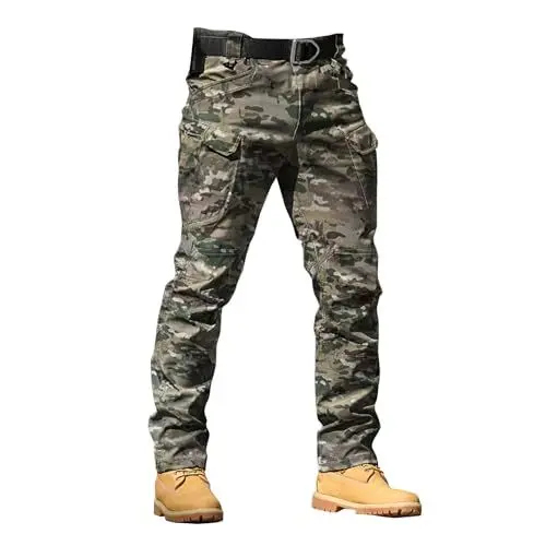 Produktbild: Cargohose Herren, Camouflage Lang Arbeitshose Urban Tactical Hose Militär-Cargo-Stil Hose Männer Jogginghose Chino Sporthose für Gym Ripstop Ranger Hose Outdoorhose Stretch Pants Wanderhose