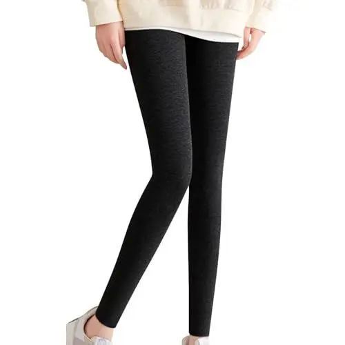 Produktbild: UnoSheng Sklavin Kette -gefütterte Leggings für Damen, hohe Taille, warm, weich, Thermohose, lässig, Reg und Übergröße Dicke Leggins (Black, XL)