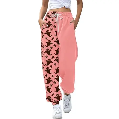 Produktbild: UnoSheng Strickkleid Ohne Ärmel Damen Jogginghose Jogginghose Workout Hohe Taille Yogahose Mit Taschen Damen Sportsachen (Hot Pink, S)