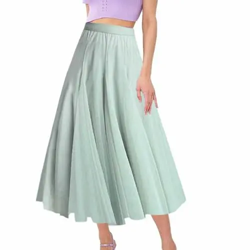 Produktbild: UnoSheng Unter Gleichem Damen-Faltenrock, Netzrock, Feenrock, mittellanger Langer Rock, Tanzrock Damenrock Maxi (Mint Green, S)