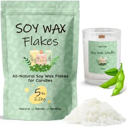 Produktbild: UNOTENA Sojawachs Flocken für Kerzen, Wachs Kerzenwachs 226G/9KG/18KG, Kerzenwachs zum Gießen, 100% Natürliches Öko Sojawachs für Kerzen( 2.2KG )